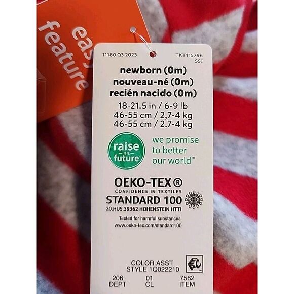 Carter's Just One You Newborn 0 months Reindeer Striped Fleece Footed Pajama - Picture 10 of 12